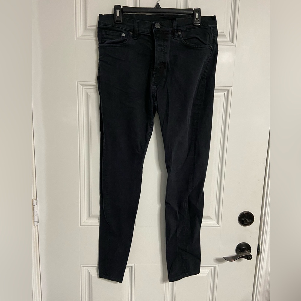9- & DENIM Slim Leg NO FADE BLACK Button Fly Jeans